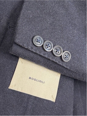 Boglioli K Jacket Mens US 44 Navy Blue Wool Flannel Modern Sport Coat Italy